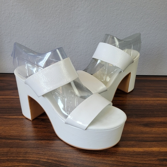 Jeffrey Campbell Shoes - JEFFREY CAMPBELL // ltd ed denate platform block heeI white crinkle patent
